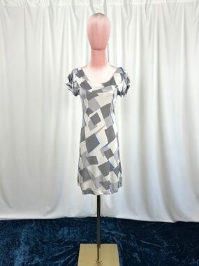 Atos Lombardini Italy Geometric Open Back Dress Size 40 - Size 4